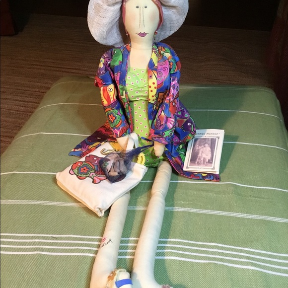 Carmen Manago Doll Signed Vtg Flo Beach Bunny Cloth Doll Shells Beach Coverup - Picture 6 of 11